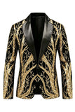 Costume de soirée pour hommes à revers en pointe doré à un bouton, avec paillettes