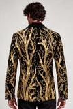 Costume de soirée pour hommes à revers en pointe doré à un bouton, avec paillettes
