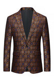 Blazer de soirée pour hommes à revers et à boutons brun-rouge