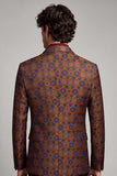 Blazer de soirée pour hommes à revers et à boutons brun-rouge