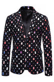 Blazer de soirée noir à un bouton et à revers crantés pour hommes