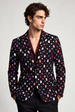 Blazer de soirée noir à un bouton et à revers crantés pour hommes
