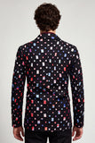 Blazer de soirée noir à un bouton et à revers crantés pour hommes