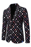Blazer de soirée noir à un bouton et à revers crantés pour hommes