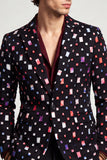 Blazer de soirée noir à un bouton et à revers crantés pour hommes