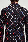 Blazer de soirée noir à un bouton et à revers crantés pour hommes