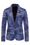 Blazer de soirée homme à un bouton gris bleu à revers crantés
