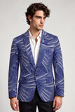 Blazer de soirée homme à un bouton gris bleu à revers crantés