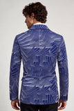 Blazer de soirée homme à un bouton gris bleu à revers crantés