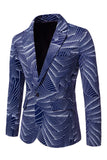 Blazer de soirée homme à un bouton gris bleu à revers crantés