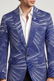 Blazer de soirée homme à un bouton gris bleu à revers crantés