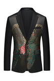 Blazer de soirée noir avec broderie à un bouton et à revers en pointe