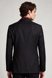 Blazer de soirée noir avec broderie à un bouton et à revers en pointe