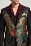 Blazer de soirée noir avec broderie à un bouton et à revers en pointe