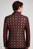 Blazer de soirée pour hommes bordeaux à col châle et à un bouton