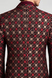 Blazer de soirée pour hommes bordeaux à col châle et à un bouton