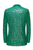 Blazer de soirée à paillettes, à un bouton, à revers crantés, pour hommes, vert paon