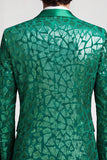 Blazer de soirée à paillettes, à un bouton, à revers crantés, pour hommes, vert paon