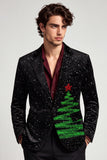Blazer de soirée noir à boutons et à paillettes, avec revers