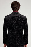 Blazer de soirée noir à boutons et à paillettes, avec revers