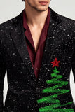 Blazer de soirée noir à boutons et à paillettes, avec revers