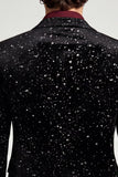 Blazer de soirée noir à boutons et à paillettes, avec revers