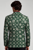 Blazer de soirée pour hommes à revers crantés, vert foncé, à un bouton, à imprimé