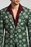 Blazer de soirée pour hommes à revers crantés, vert foncé, à un bouton, à imprimé