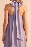 Robe de cérémonie violet clair en satin, ligne A, sans bretelles, longue