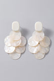 Boucles d'oreilles pendantes ivoire à disques en coquillage superposés