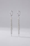 Boucles d'oreilles longues argentées à strass, créoles ajustées et pendantes à franges pour le bal