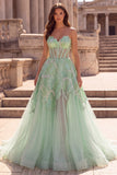 Corset vert menthe à paillettes, en tulle perlé, ligne A, sans bretelles, longue robe de soirée
