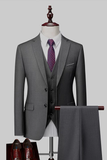 Costumes de bal pour hommes à boutons simples gris foncé en 2 pièces