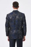 Dark Navy Jacquard Shawl Revers Blazer de bal pour homme