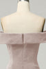 Charger l&#39;image dans la galerie, Marine Robe de demoiselle d&#39;honneur longue fourreau scintillante à épaules dénudées