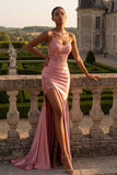 Corset à fard à fleurs, sirène appliquée, longue robe de bal avec fente