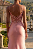 Corset à fard à fleurs, sirène appliquée, longue robe de bal avec fente