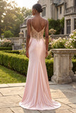 Corset à l’application champagne : longue robe de bal de mermaid avec fente