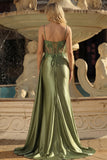 Corset long transparent perlé en herbe sirène, longue robe de bal avec fente