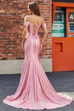 Robe de bal en satin sirène à épaules froides à roues froides