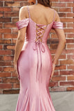 Robe de bal en satin sirène à épaules froides à roues froides