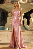 Robe de bal de bal en corset sirène en blush buster