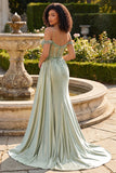 Corset de bal à paillettes vert clair à épaules froides