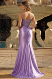Robe de bal de bal en corset lavande avec fente