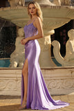 Robe de bal de bal en corset lavande avec fente