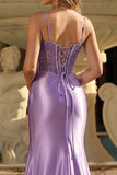 Robe de bal de bal en corset lavande avec fente