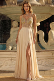 Robe de bal longue corset transparente en corset de champagne A