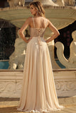 Robe de bal longue corset transparente en corset de champagne A