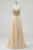 Robe de bal longue corset transparente en corset de champagne A