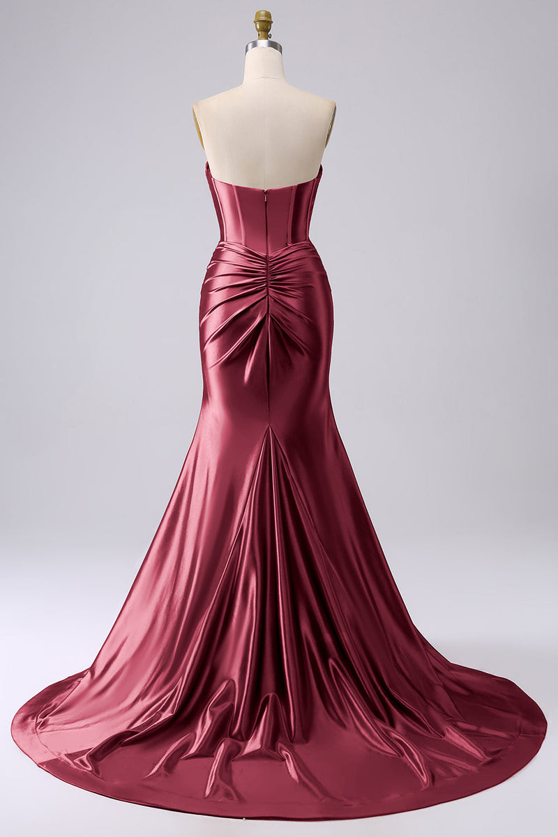 Charger l&#39;image dans la galerie, Brillant Fuchsia sirène chérie Corset longue robe de bal avec fente